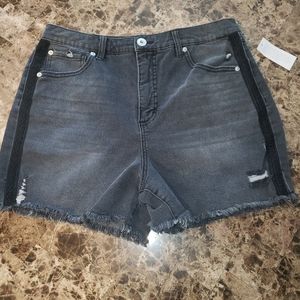 INC Women's Hi Waist Washed Black Shorts Size 12